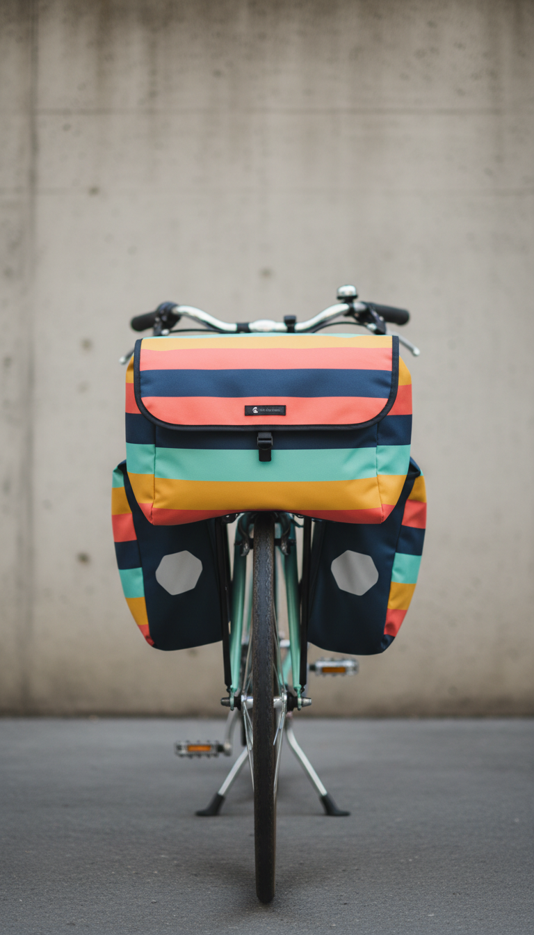 Fresh Mint Stripe bike pannier
