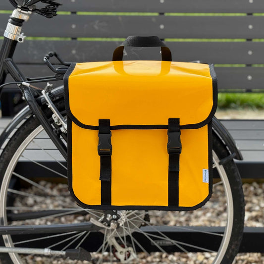 BikyBag Classic One – Waterproof Single Bike Pannier Bag 13 L, Durable Tarpaulin Material, Clip-On Rear Carrier Rack (Yellow)