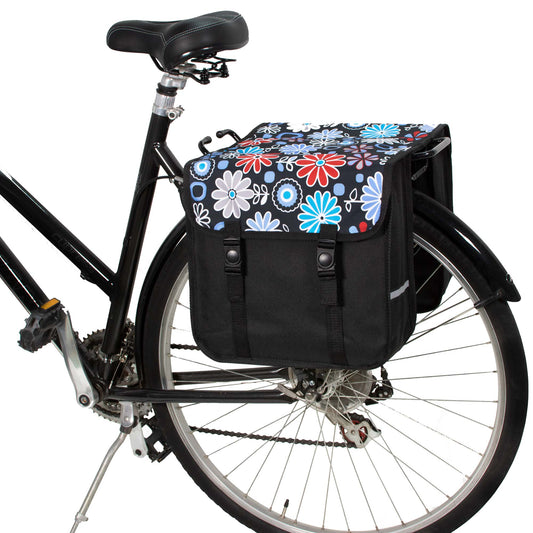 BikyBag Classic - Bicycle Double Pannier Bag (Daisy Flowers) - BikyBag