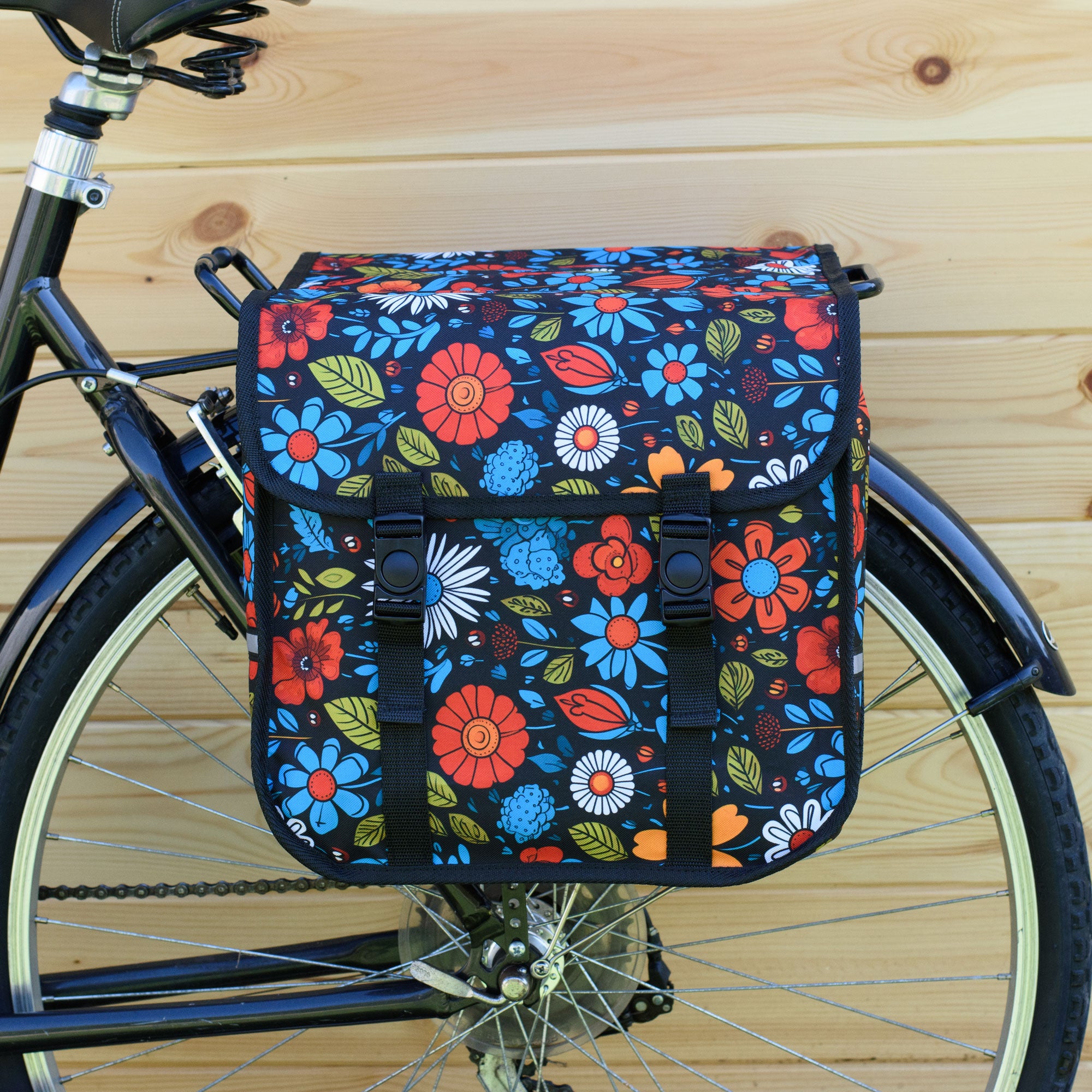 Classic CE - Bicycle Double Pannier Bag - Wildflowers