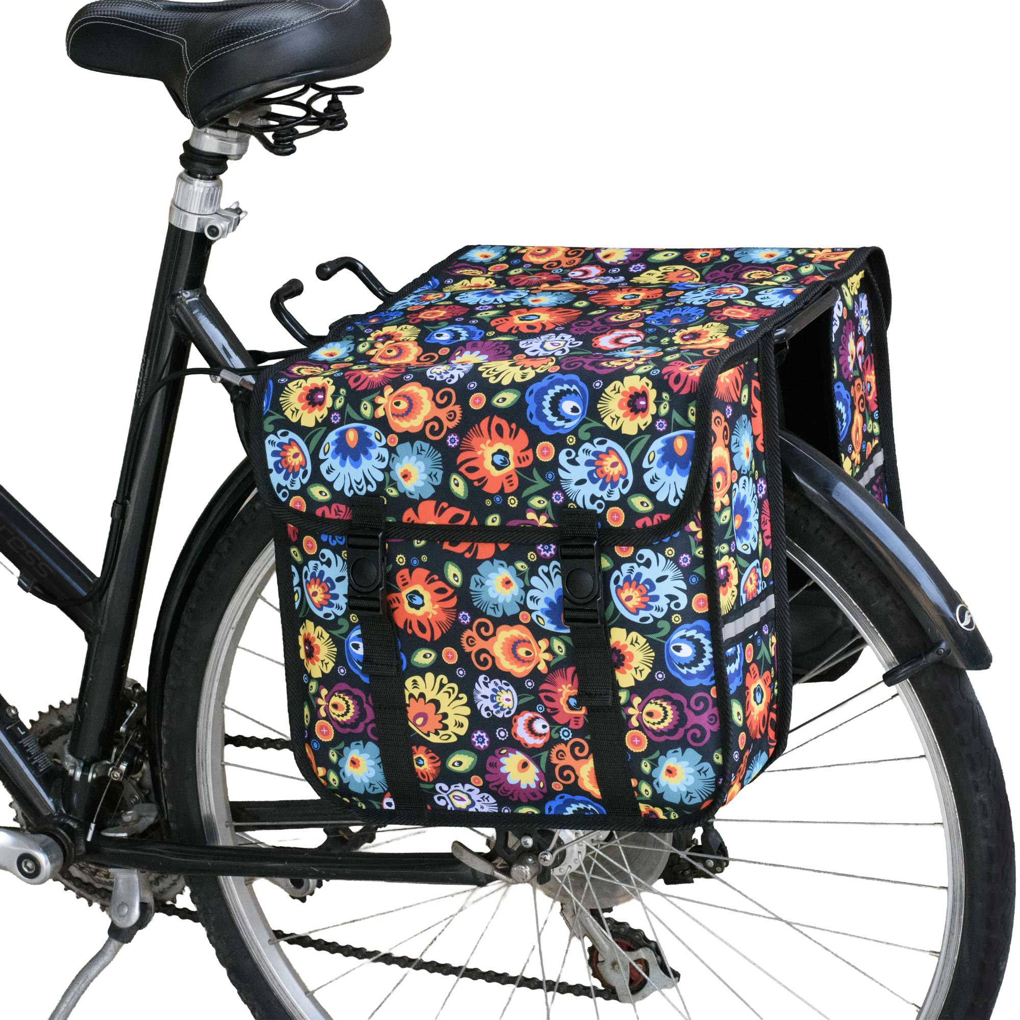 Classic CE - Podwójna sakwa rowerowa - Kwiaty folkowe