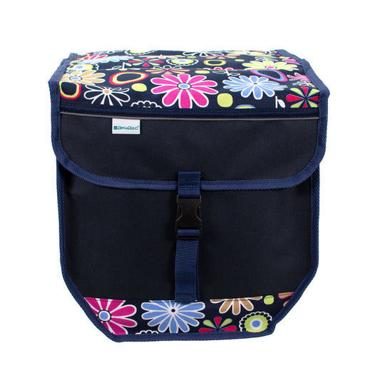 BikyBag Model T - Bicycle Double Pannier Bag (Pink Daisy)