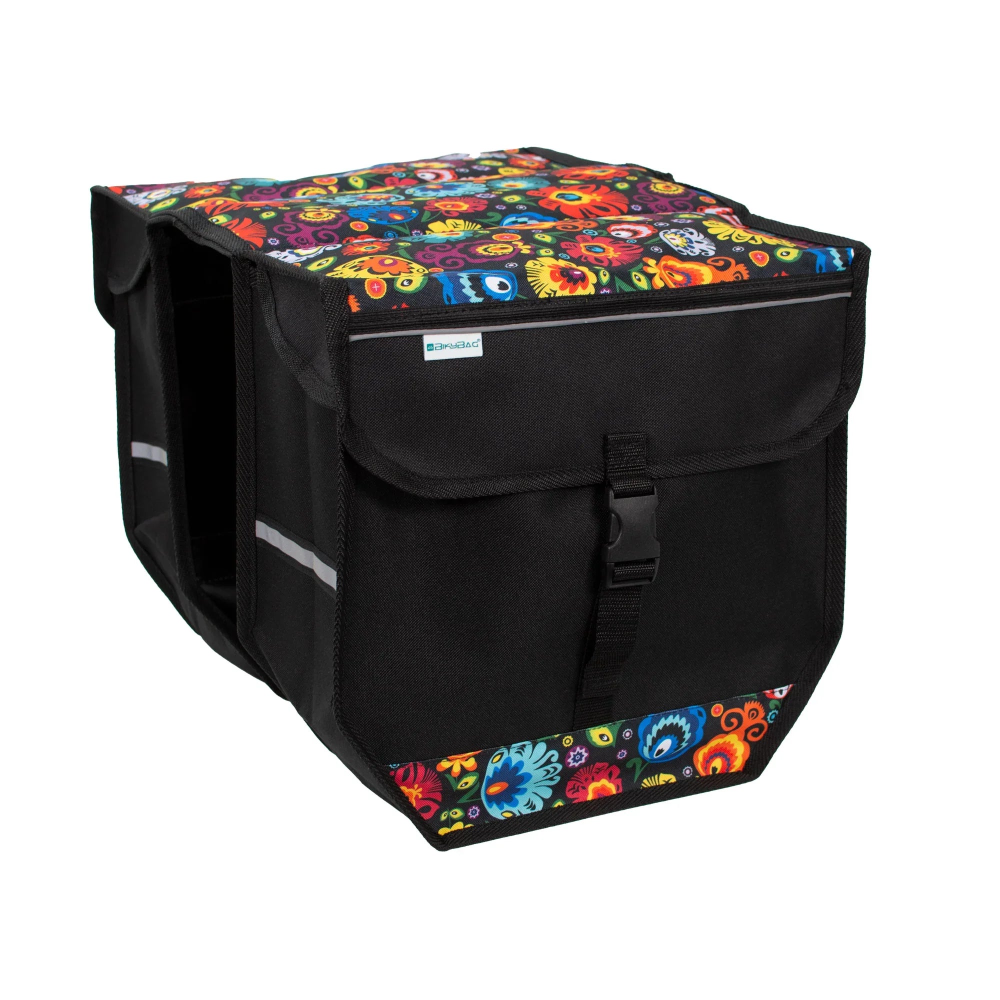 BikyBag Model T - Bicycle Double Pannier Bag (Folklore Flowers) - BikyBag
