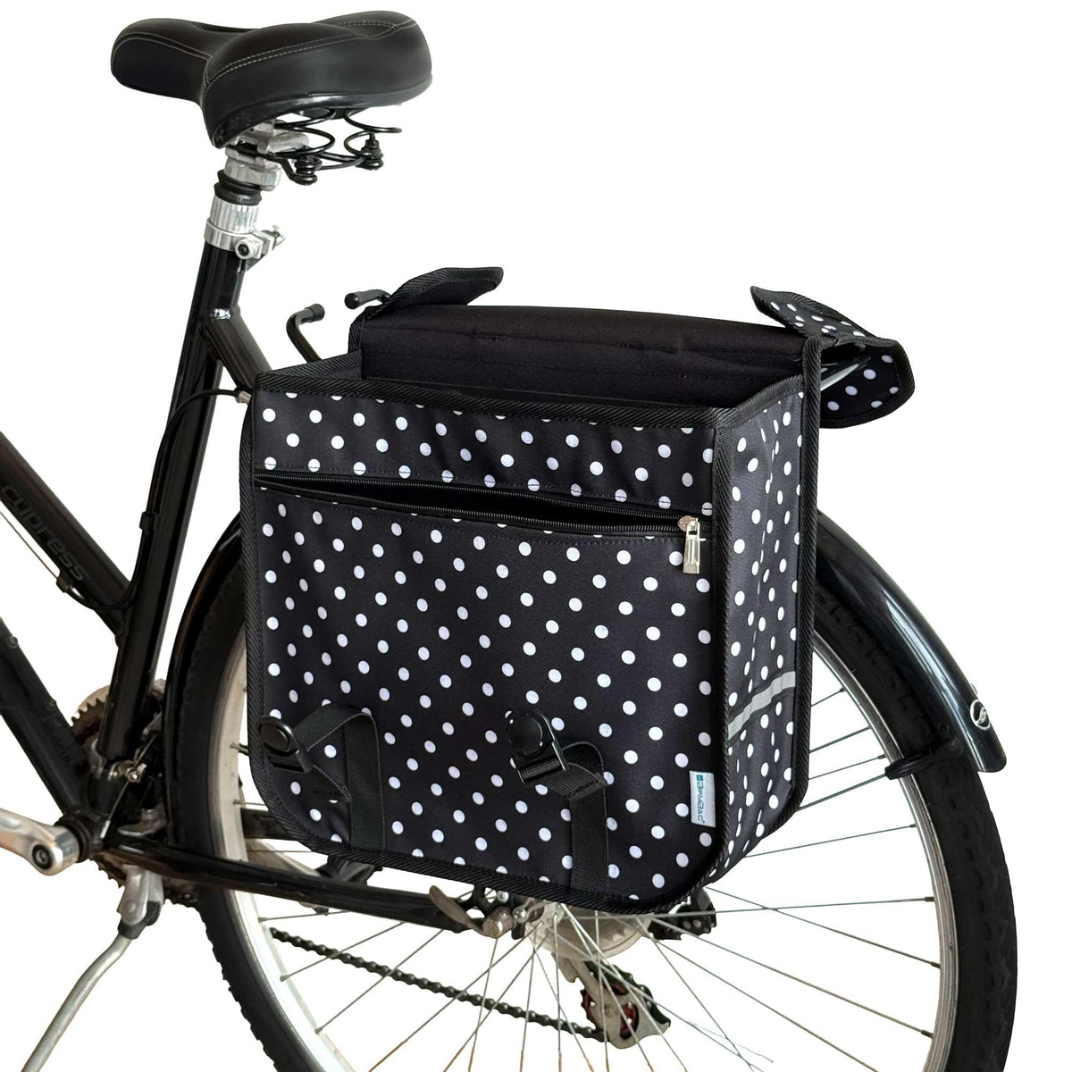 BikyBag Classic One – Borsa singola per bicicletta (Pois bianchi) – BikyBag