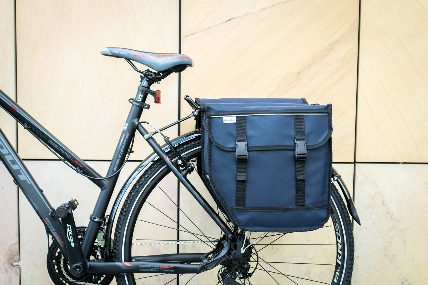 BikyBag Model M - Bicycle Double Panniers (Navy Blue)