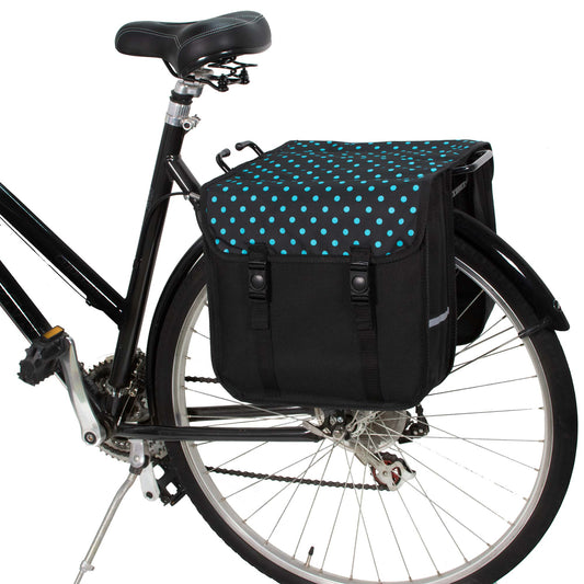 BikyBag Classic - Bicycle Double Pannier Bag (Blue Polka Dots) - BikyBag