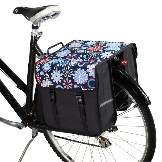 BikyBag Classic - Bicycle Double Pannier Bag (Daisy Flowers) - BikyBag