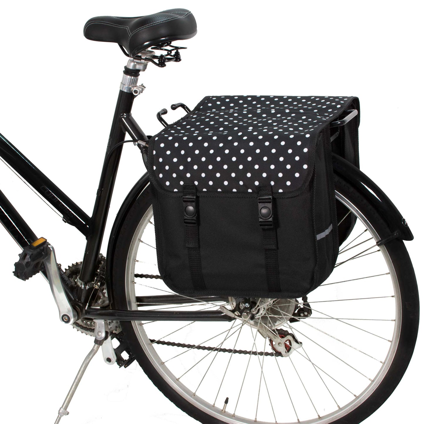 BikyBag Classic - Bicycle Double Pannier Bag (White Polka Dots) - BikyBag