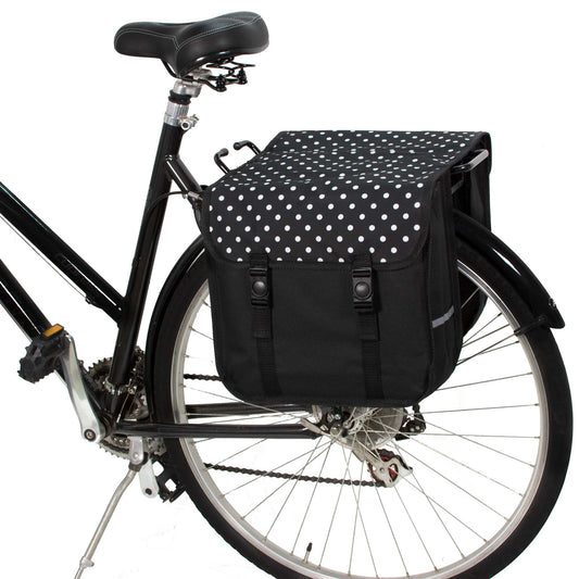 BikyBag Classic - Bicycle Double Pannier Bag (White Polka Dots) - BikyBag