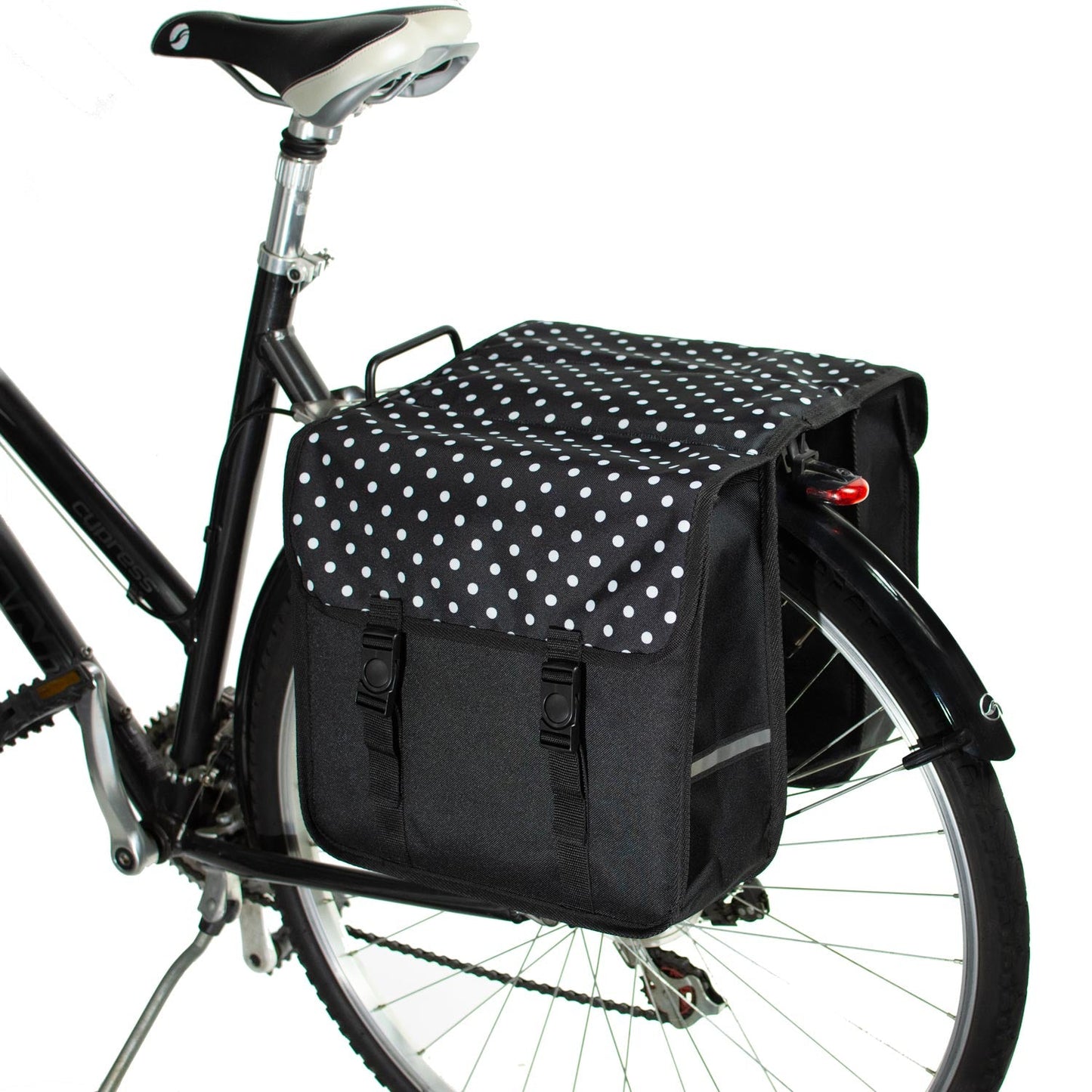 BikyBag Classic - Bicycle Double Pannier Bag (White Polka Dots) - BikyBag