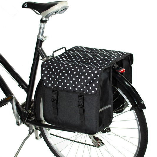BikyBag Classic - Bicycle Double Pannier Bag (White Polka Dots) - BikyBag