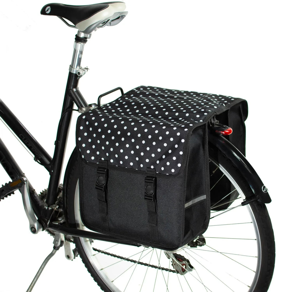 BikyBag Classic - Alforja doble para bicicleta (Lunares blancos) - BikyBag