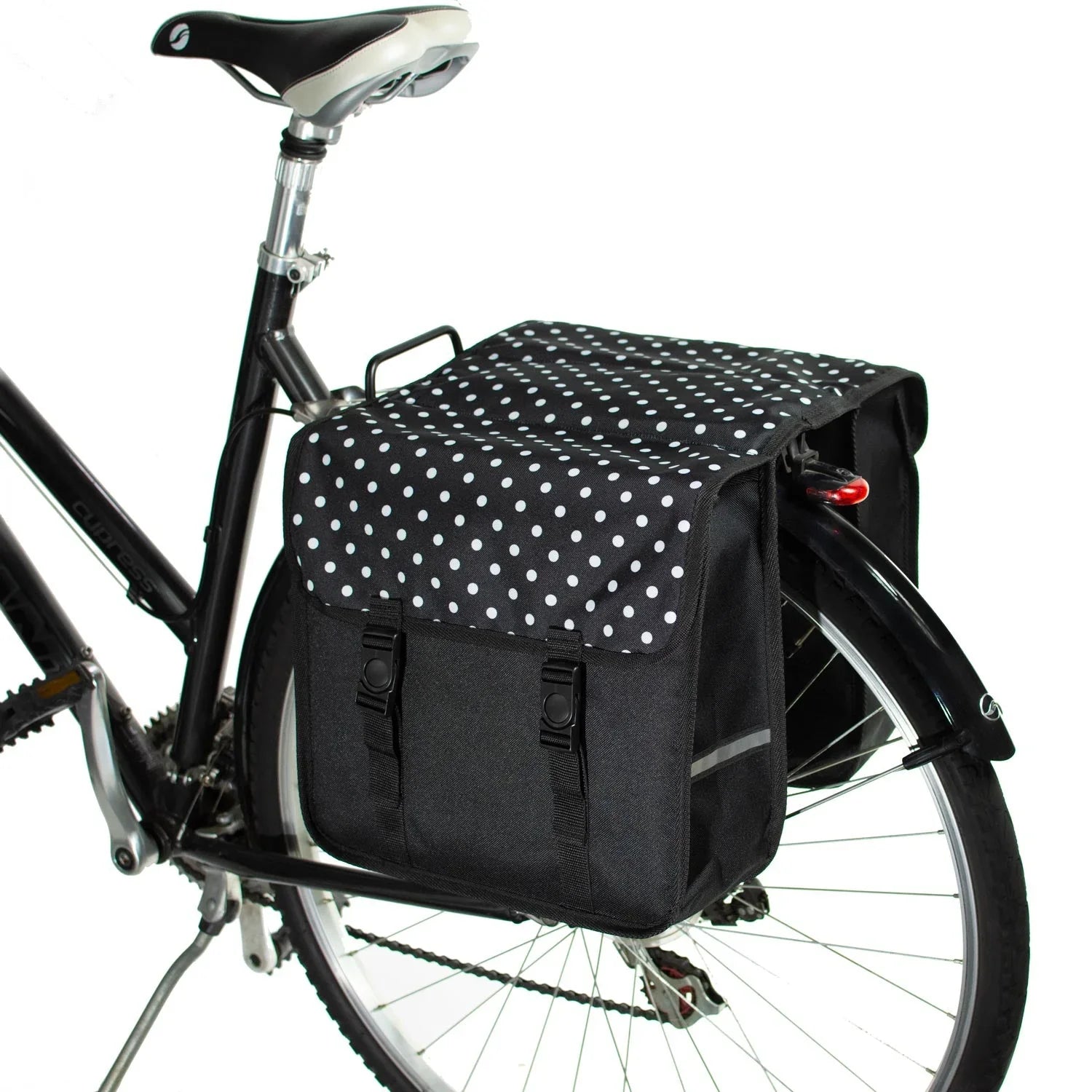 BikyBag Classic - Alforja doble para bicicleta (Lunares blancos) - BikyBag