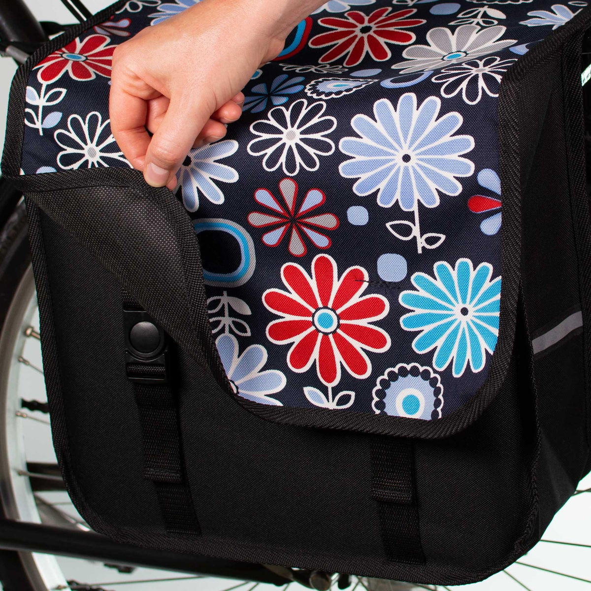 BikyBag Classic CL - Doppelpacktasche fürs Fahrrad (Gänseblümchen) - BikyBag