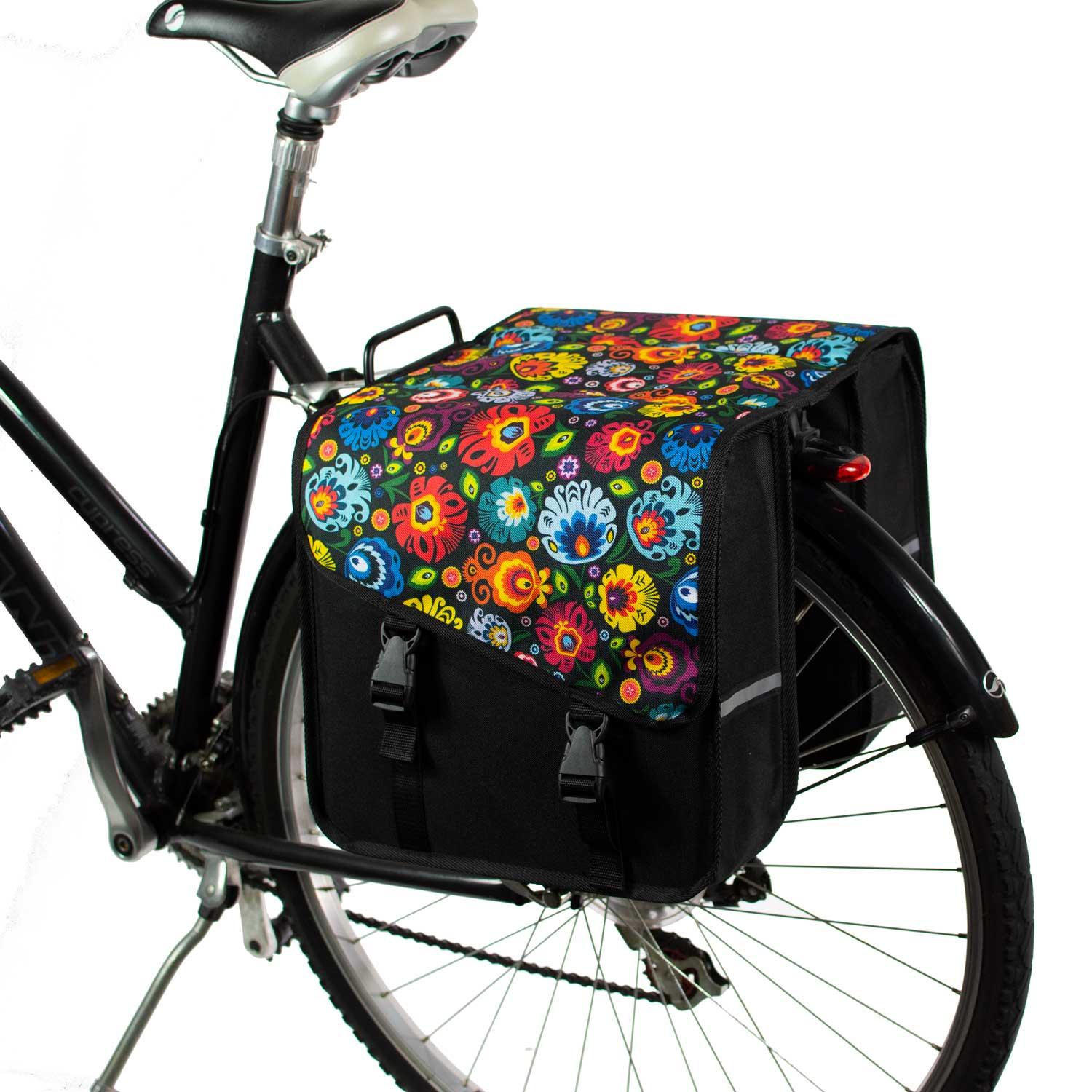 Classic CS Doppelpacktasche Folklore-Blumen – Gepäckträger