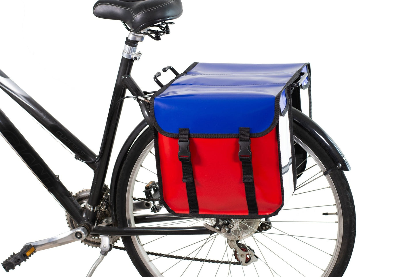 BikyBag Classic CW - Waterproof Bicycle Double Panniers (Blue Red White) - BikyBag