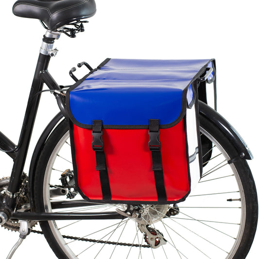BikyBag Classic CW - Waterproof Bicycle Double Panniers (Blue Red White) - BikyBag