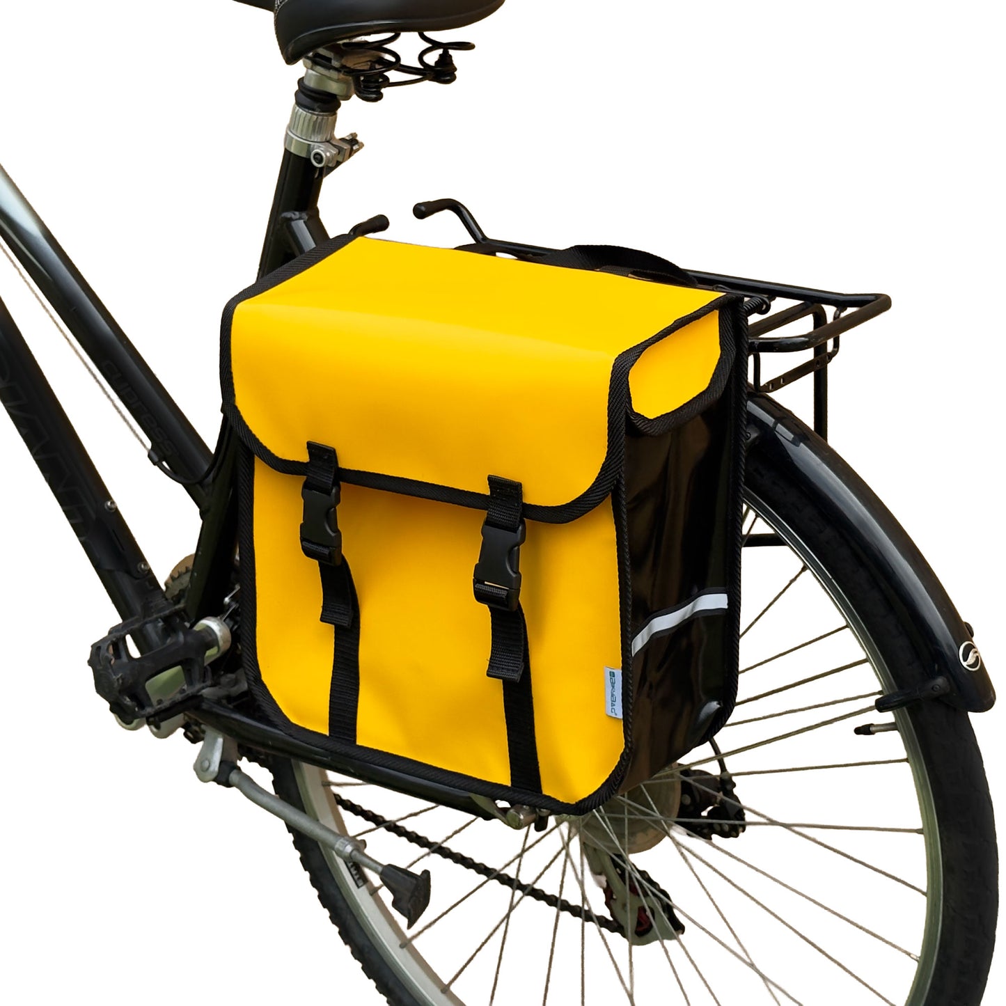 BikyBag Classic One – Waterproof Single Bike Pannier Bag 13 L, Durable Tarpaulin Material, Clip-On Rear Carrier Rack (Yellow)