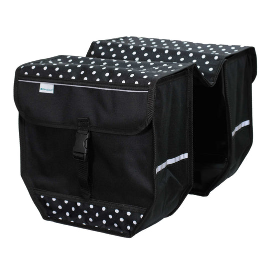 BikyBag Model T  - Bicycle Double Pannier Bag (White Polka Dots)