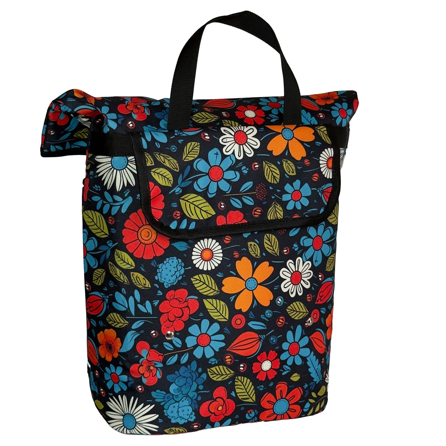 BikyBag Floral Bike Pannier Bag – Single Shopper (Floral Fiesta)