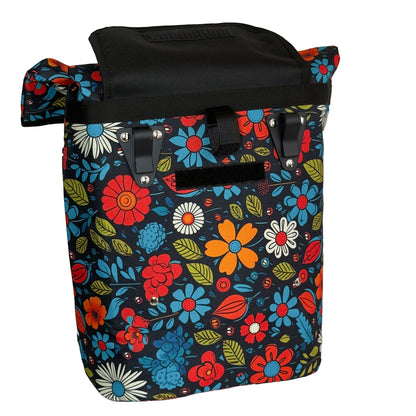 BikyBag Floral Bike Pannier Bag – Single Shopper (Floral Fiesta)