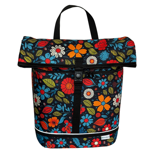 BikyBag Floral Bike Pannier Bag – Single Shopper (Floral Fiesta)