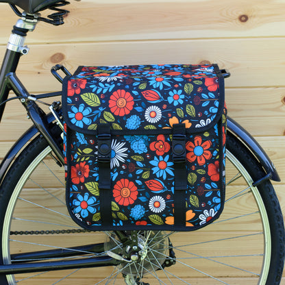 BikyBag Classic CE - Bicycle Double Pannier Bag (Wildflowers)