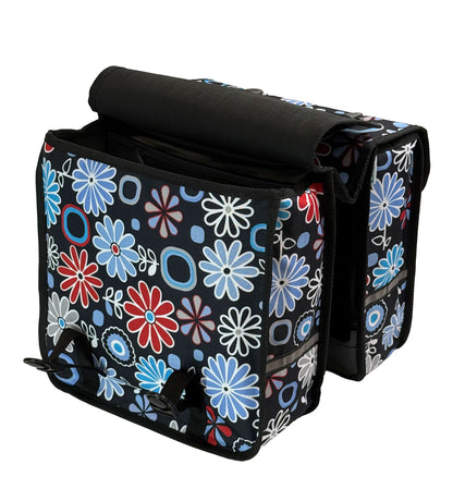 BikyBag Classic CE - Bicycle Double Pannier Bag (Daisy Flowers)
