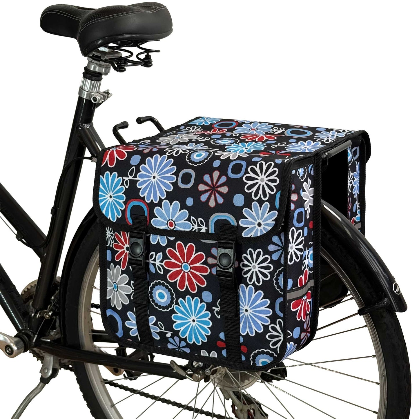 BikyBag Classic CE - Bicycle Double Pannier Bag (Daisy Flowers)