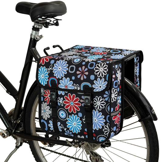 BikyBag Classic CE - Bicycle Double Pannier Bag (Daisy Flowers)