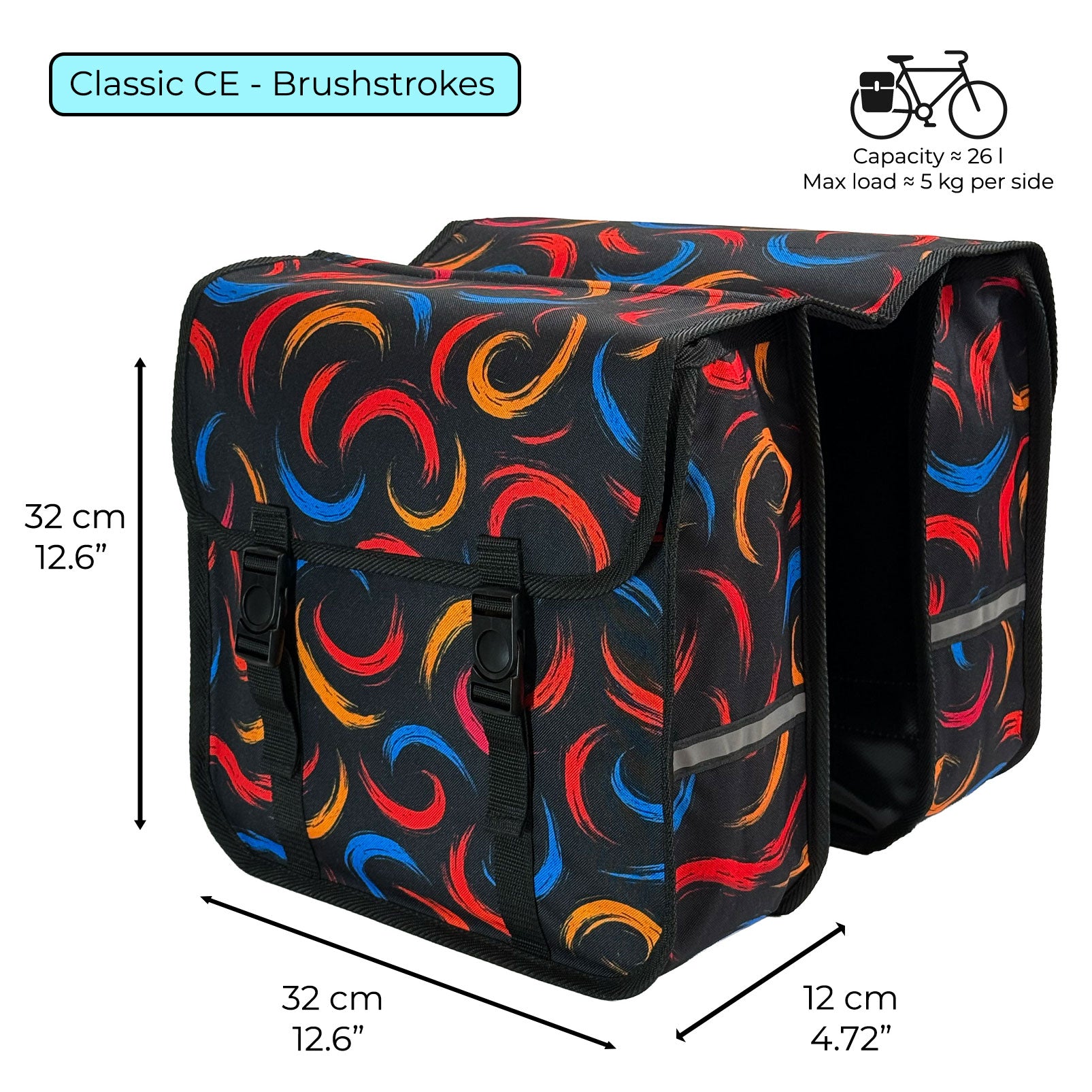 Classic CE - Bicycle Double Pannier Bag - Brushstroke
