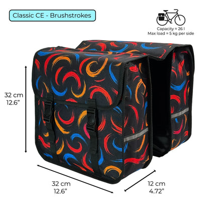 Classic CE - Bicycle Double Pannier Bag - Brushstroke