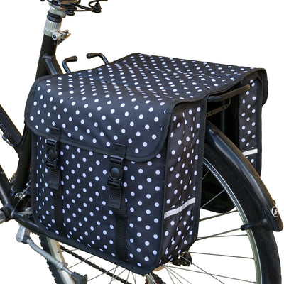 Classic CE - Bicycle Double Pannier Bag - White Polka Dots