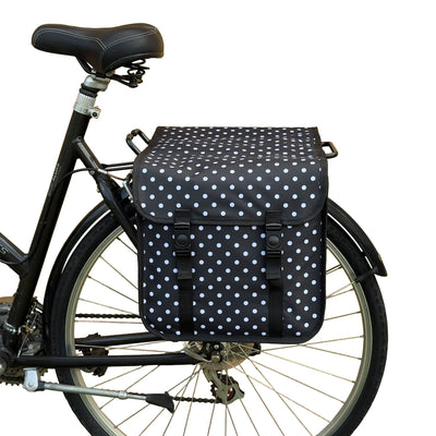 Classic CE - Bicycle Double Pannier Bag - White Polka Dots