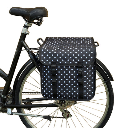 BikyBag Classic CE - Bicycle Double Pannier Bag (White Polka Dots)