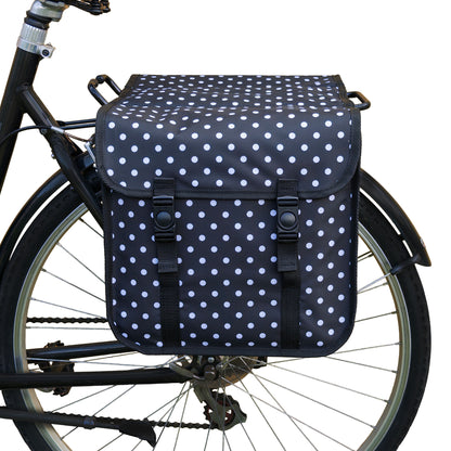 BikyBag Classic CE - Bicycle Double Pannier Bag (White Polka Dots)
