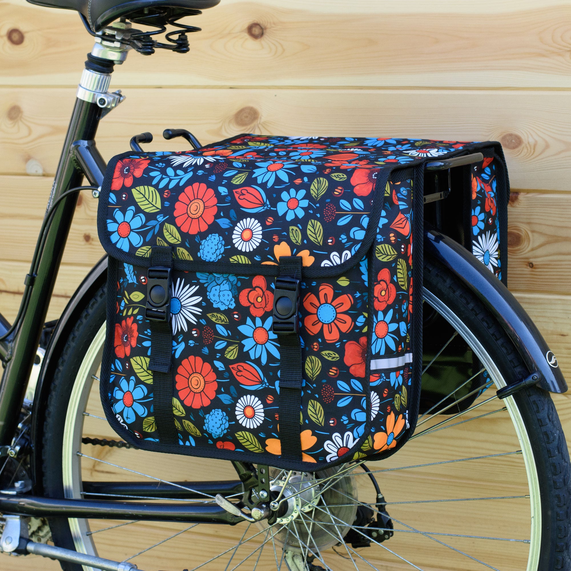 Classic CE - Bicycle Double Pannier Bag - Wildflowers