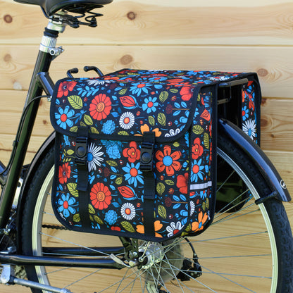 BikyBag Classic CE - Bicycle Double Pannier Bag (Wildflowers)