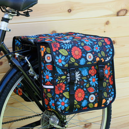 BikyBag Classic CE - Bicycle Double Pannier Bag (Wildflowers)