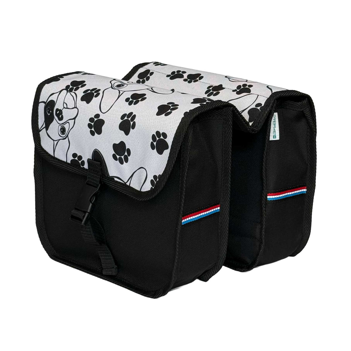 BikyBag Classic Mini kids' bike double pannier, Dog pattern, both bags from the other side