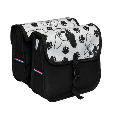 BikyBag Classic Mini kids' bike double pannier, Dog pattern, both bags from the side
