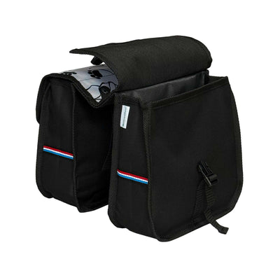 BikyBag Classic Mini kids' bike double pannier, Dog pattern, one bag with the flap open