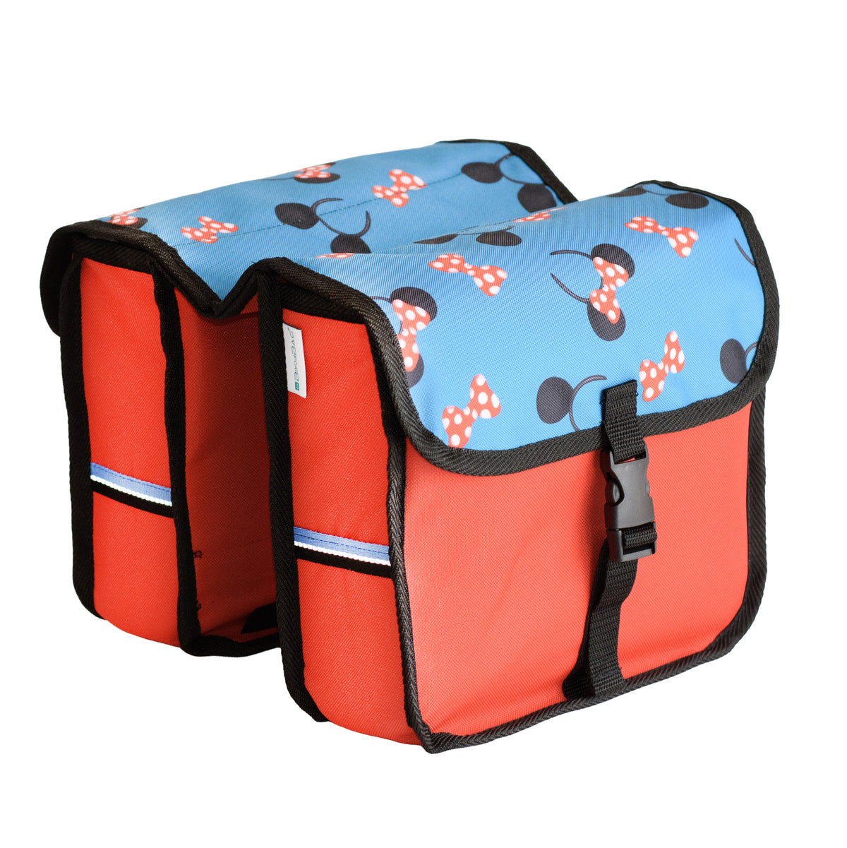 BikyBag Classic Mini, Doppel-Fahrradtasche für Kinderräder, Muster Maus, beide Taschen von der anderen Seite