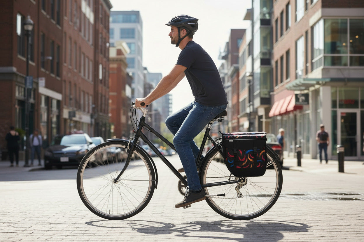 BikyBag Model M  - Bicycle Double Panniers (Brushstroke)