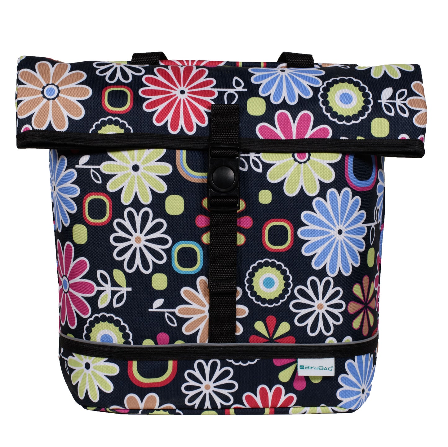 BikyBag Shopper - Bicycle Single Pannier Bag (Pink Daisy Flowers)