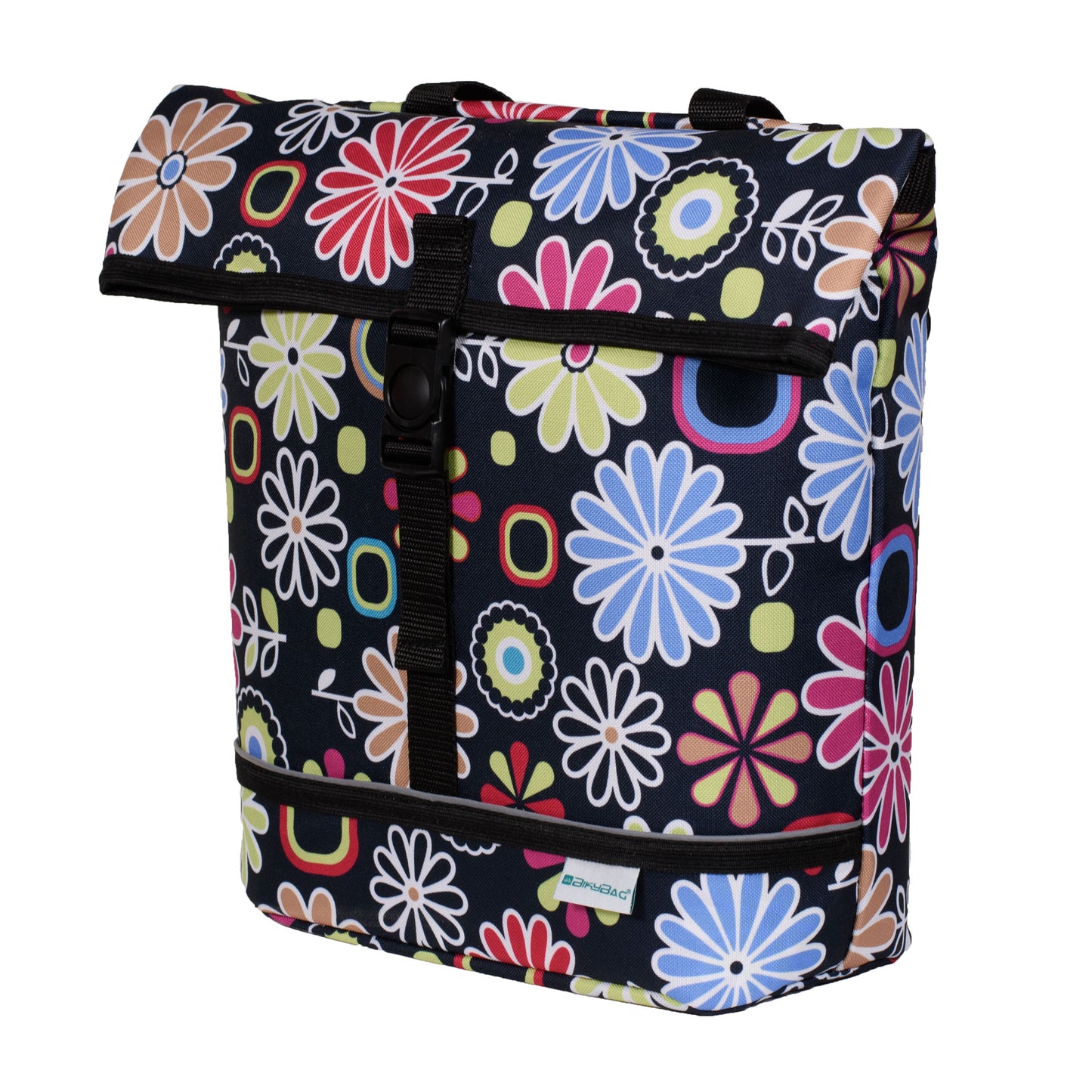 BikyBag Shopper - Bicycle Single Pannier Bag (Pink Daisy Flowers)