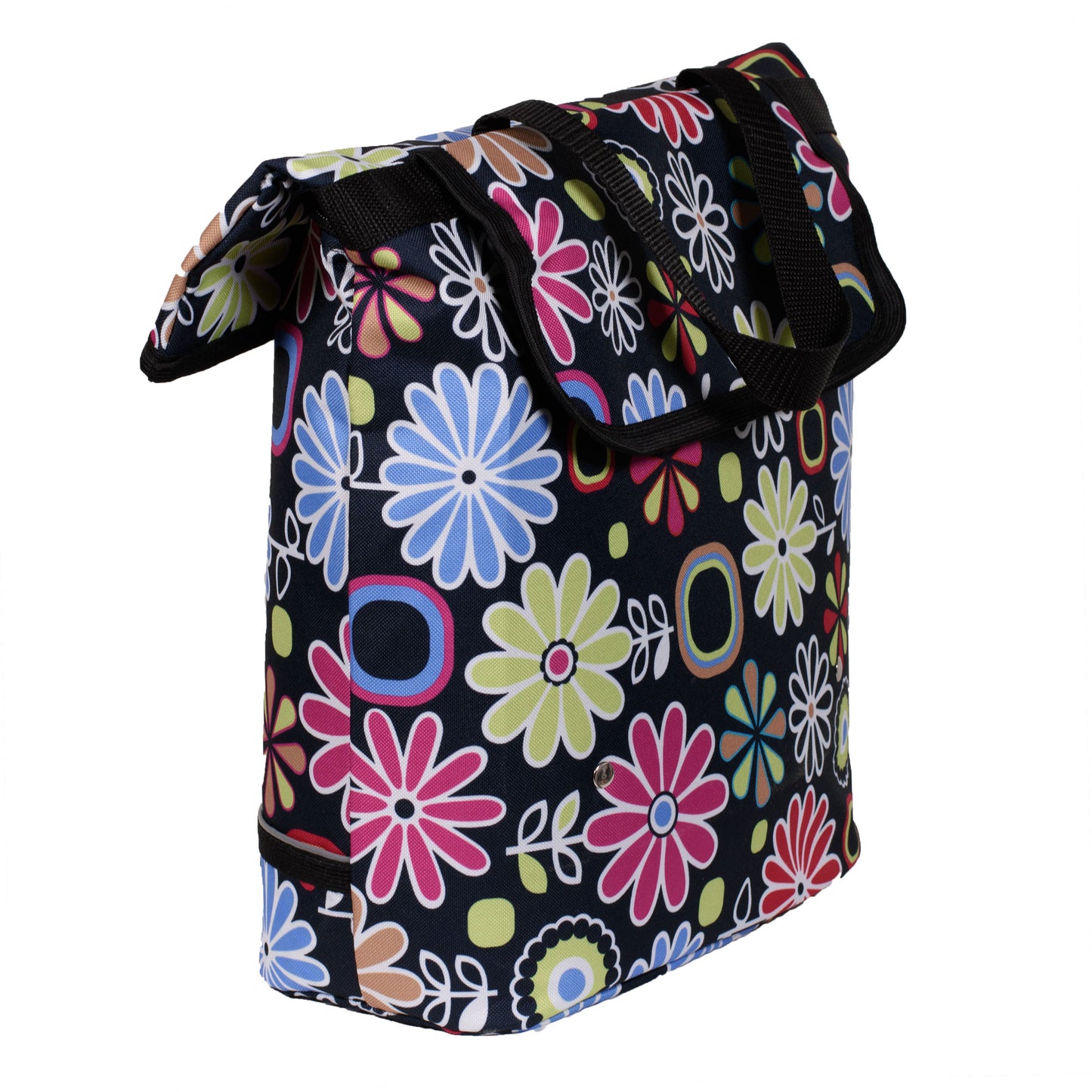 BikyBag Shopper - Bicycle Single Pannier Bag (Pink Daisy Flowers)