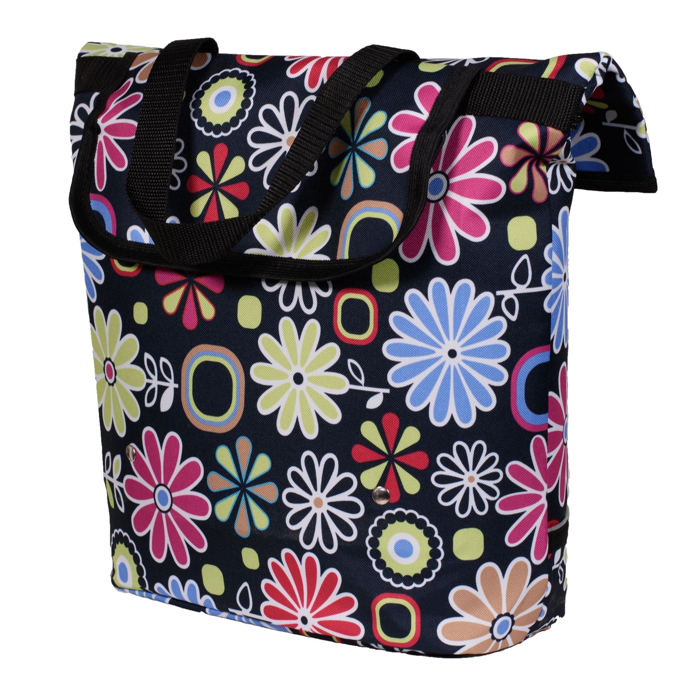 BikyBag Shopper - Bicycle Single Pannier Bag (Pink Daisy Flowers)