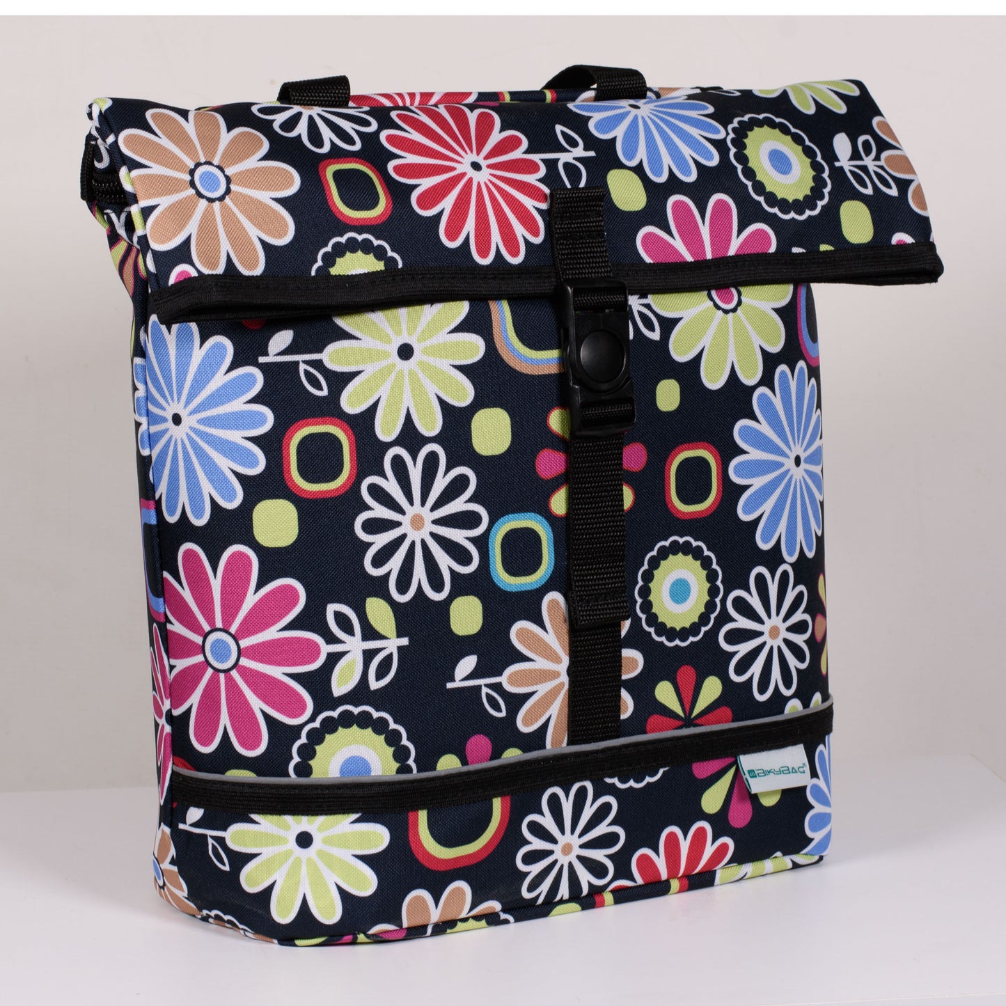 BikyBag Shopper - Bicycle Single Pannier Bag (Pink Daisy Flowers)