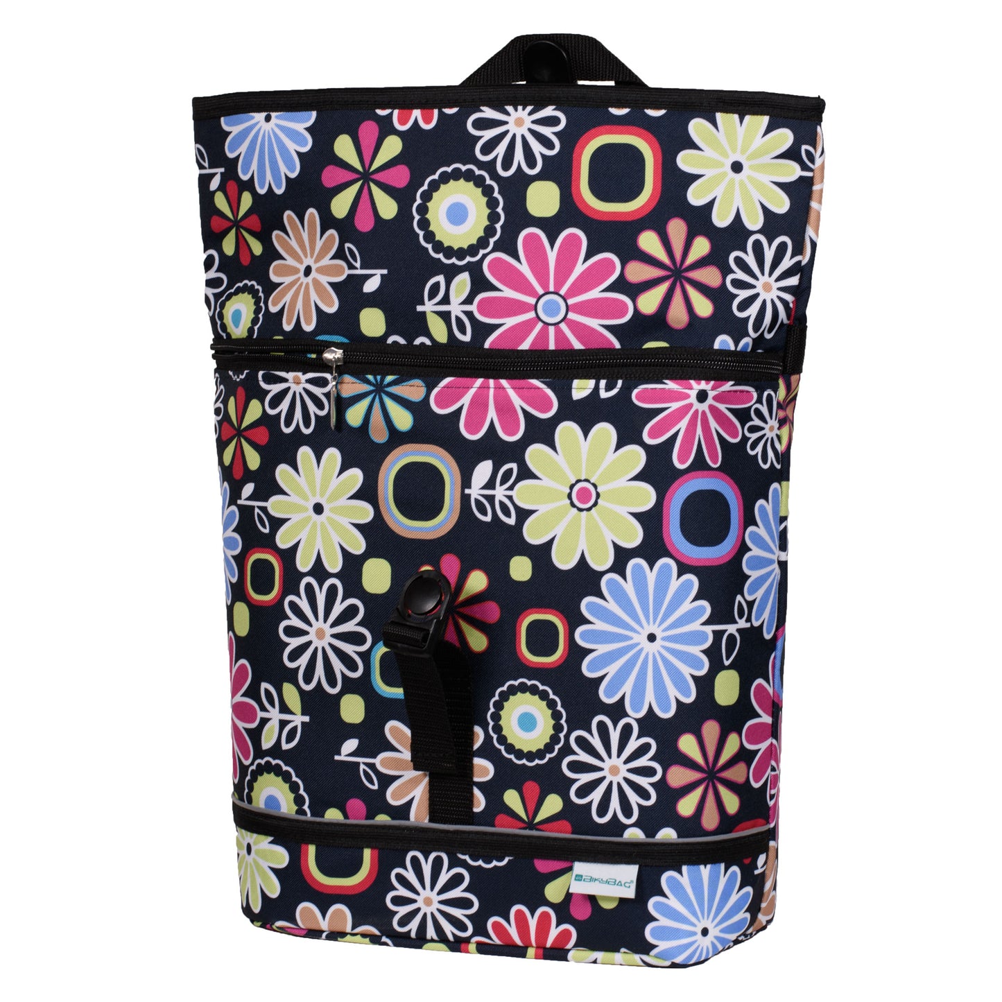 BikyBag Shopper - Bicycle Single Pannier Bag (Pink Daisy Flowers)